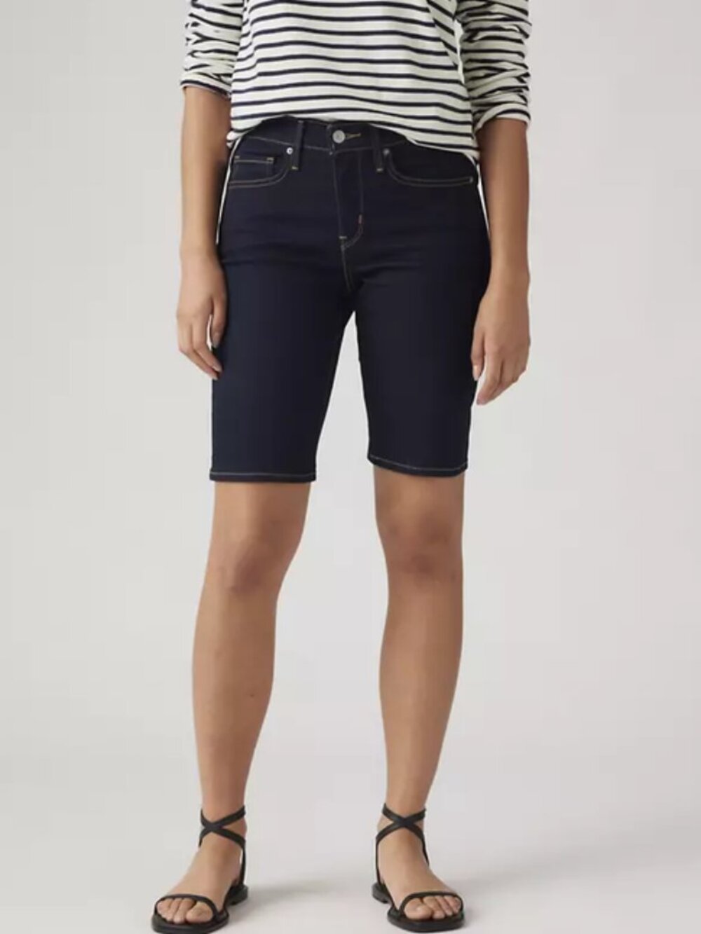 d. jeans Women Stretch Bermuda Shorts, dark blue wash, NWT, 6